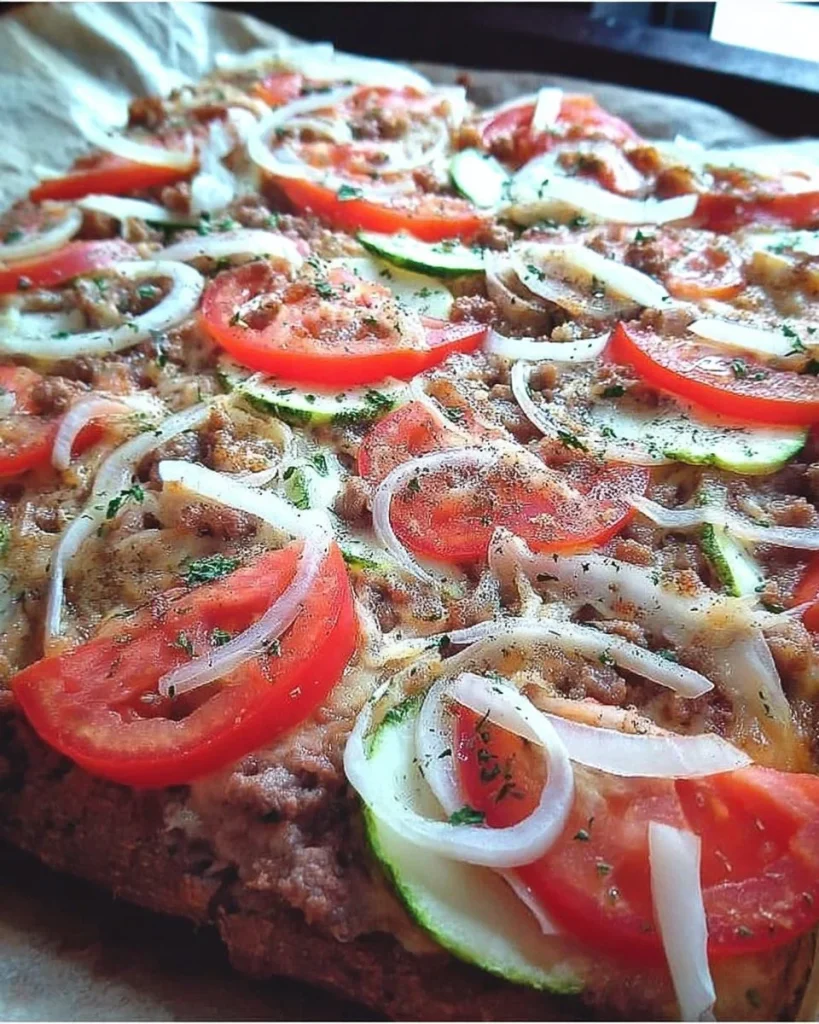 Saftige Hackfleischpizza mit frischen Zutaten und unwiderstehlichem Geschmack