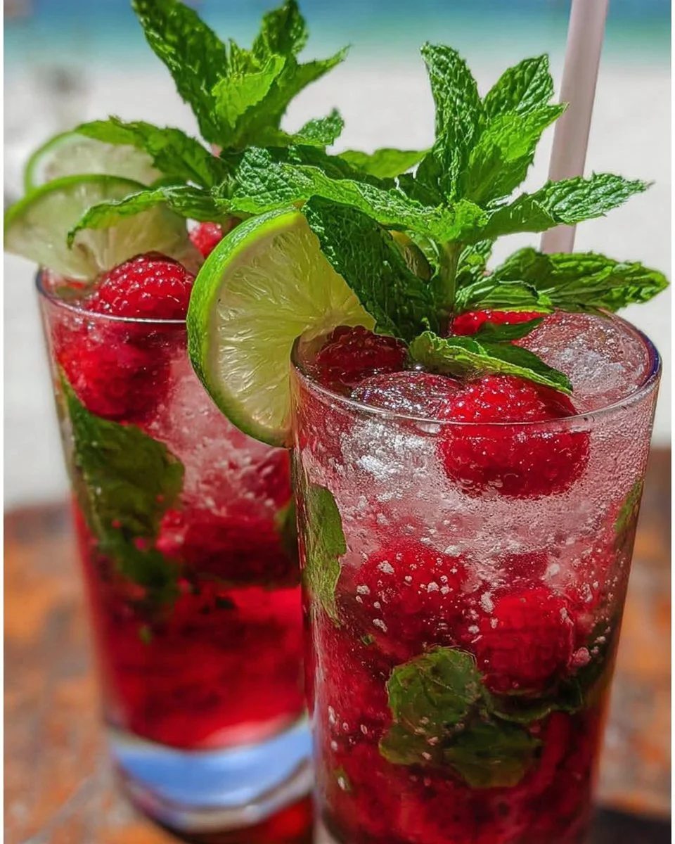 Erfrischender Himbeer-Minz-Sommerdrink für heiße Sommertage