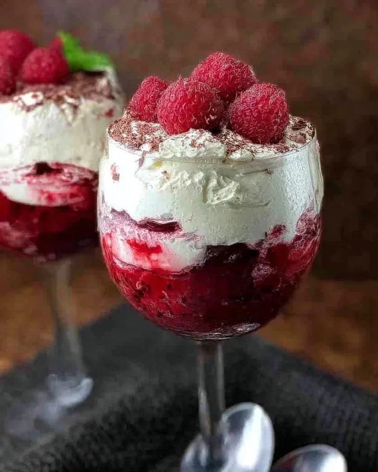 Himbeer Traum Dessert mit frischen Himbeeren und Sahne