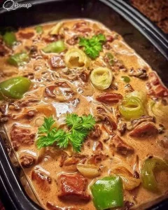 Leckeres Jagertopf Gericht mit Fleisch und Gemüse zubereitet