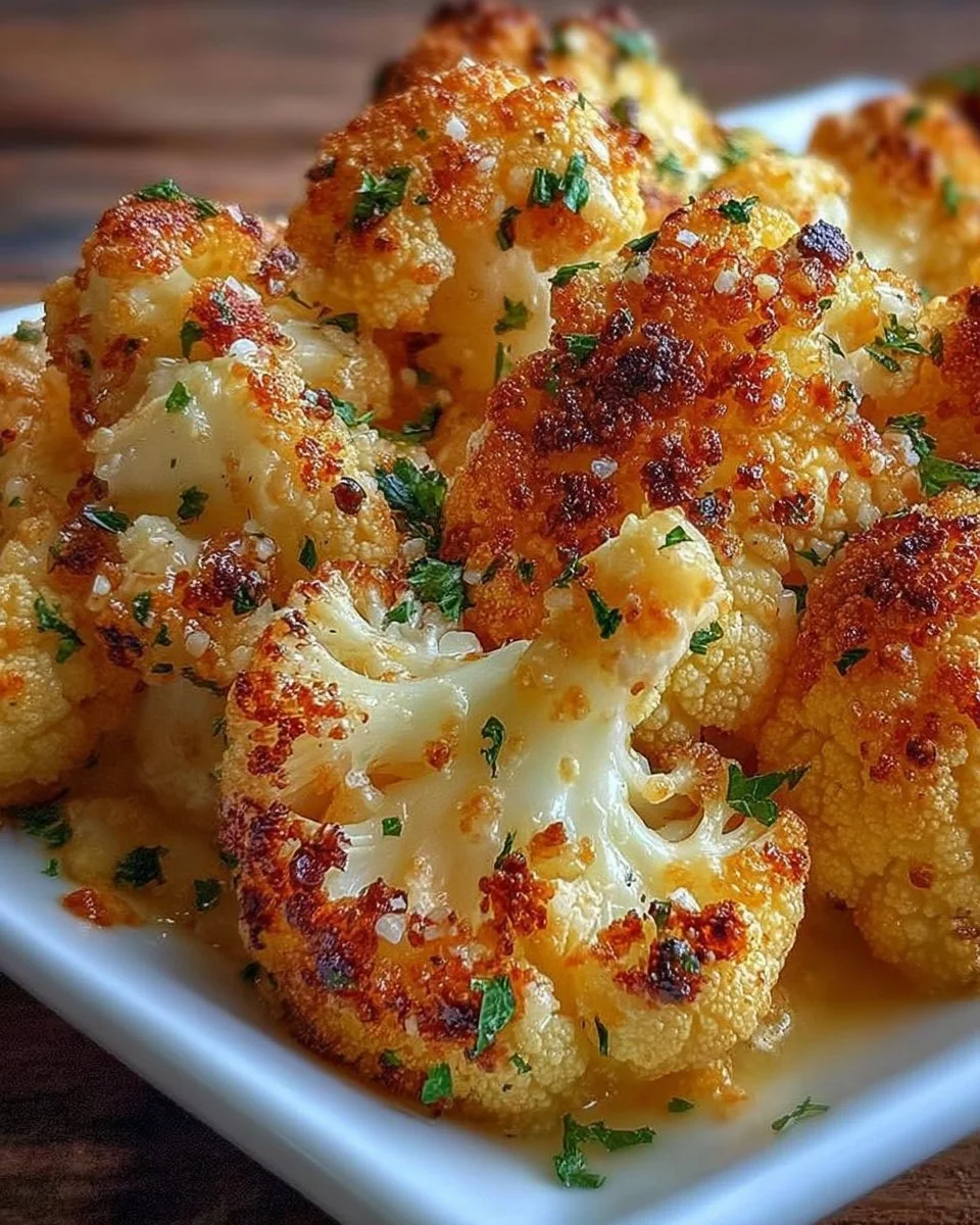 Ofengericht mit Käseblumenkohl, knusprig und köstlich garniert.