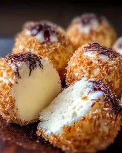 Käsekuchen Kugeln auf einem Teller serviert, ein leckerer Snack für jeden Anlass.