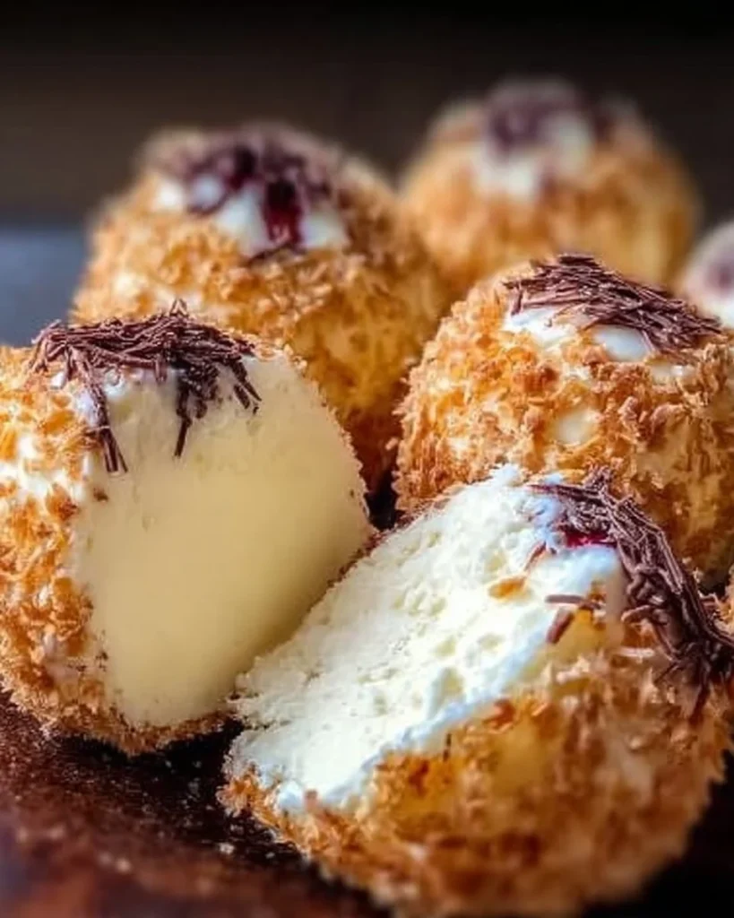 Käsekuchen Kugeln auf einem Teller serviert, ein leckerer Snack für jeden Anlass.