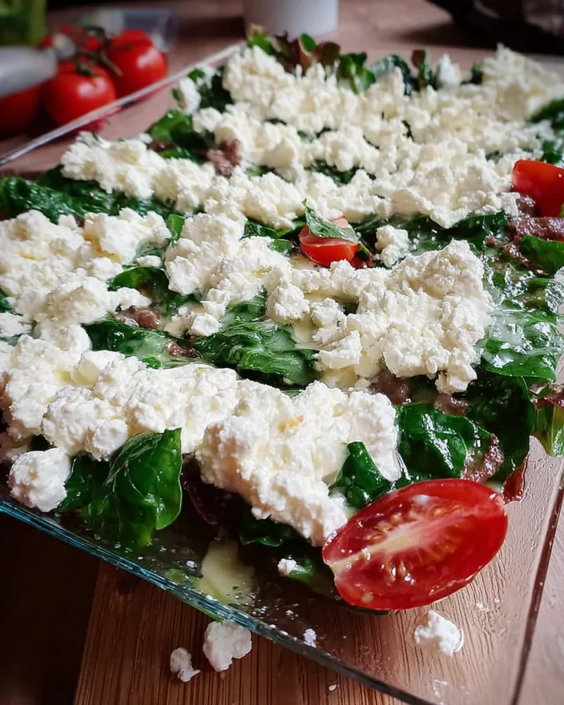Leckerer Feldsalat mit Hirtenkäse auf einem weißen Teller