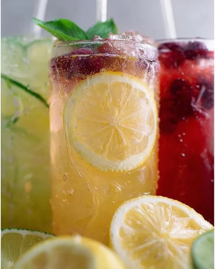 Glas mit erfrischender zuckerfreier Limonade auf einem Tisch