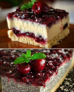 Leckerer Mohn-Kirsch-Kuchen mit saftigen Kirschen und feinem Mohn