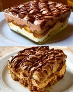 Nutella-Tiramisu, das cremigste Schokoladendessert mit einer köstlichen Schicht Nutella.