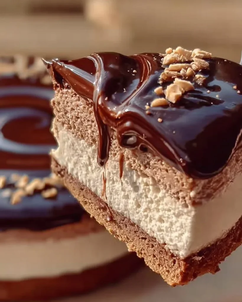 Nutella Torte ohne Backen auf einem Teller mit Schokoladendekoration