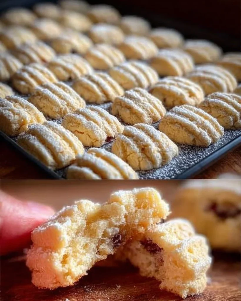 Leckere Omas Traumkekse frisch gebacken auf einem Blech