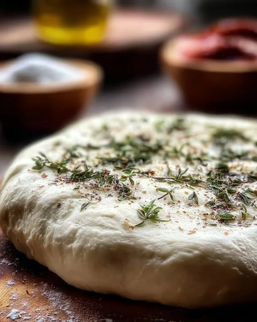 Perfekter Pizzateig Rezept zur Herstellung von hausgemachter Pizza.