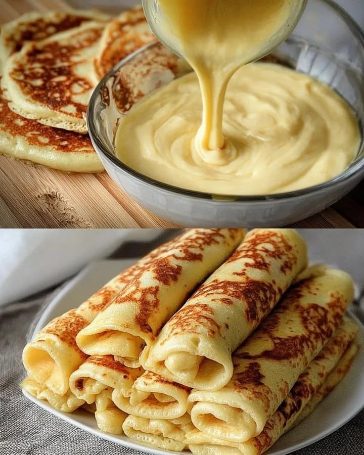 Köstliche Quark-Pfannkuchen ohne Mehl auf einem Teller