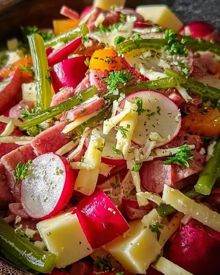 Erfrischender Radieschen Käse Salat mit frischen Zutaten und knackigem Geschmack.