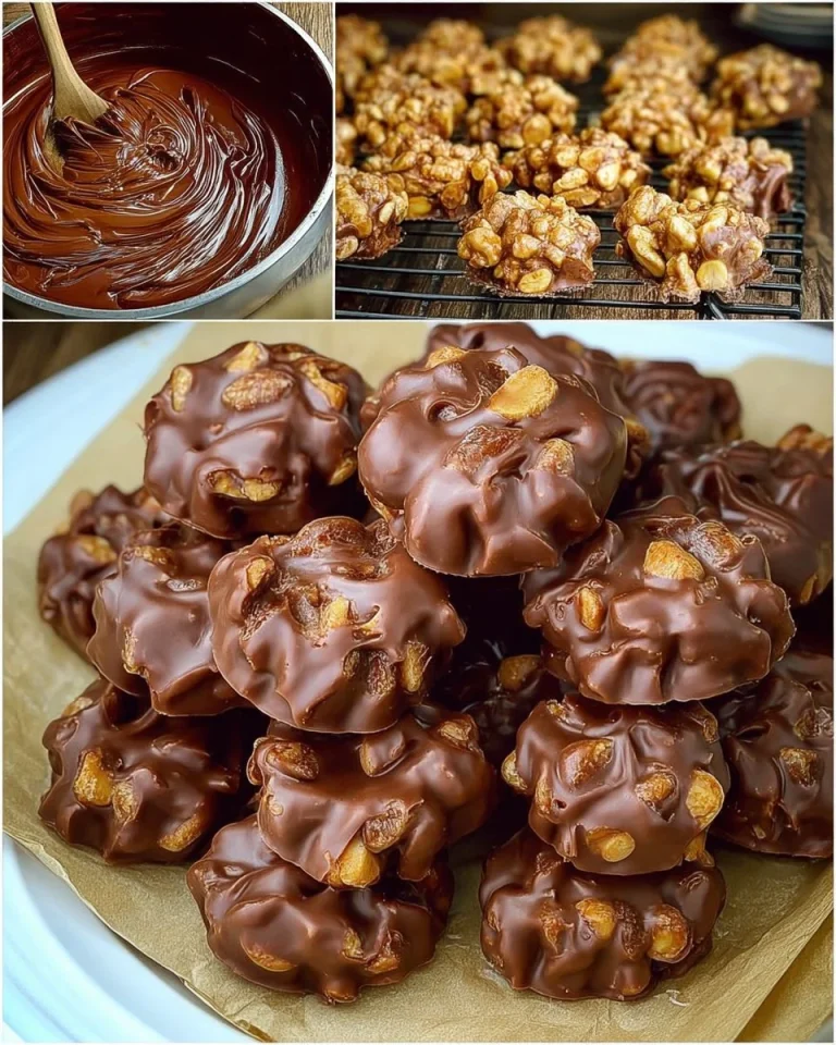 Leckere Schoko-Erdnuss-Häufchen auf einem Teller, bereit zum Genießen.