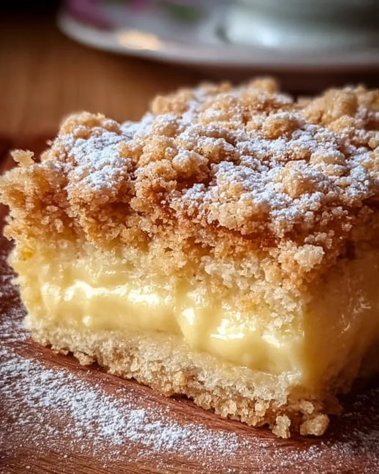 Streuselkuchen mit Vanillepudding und leckerem Streuselbelag