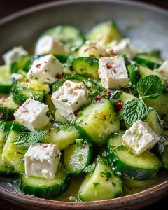 Superschneller GurkenFeta-Salat mit frischen Zutaten