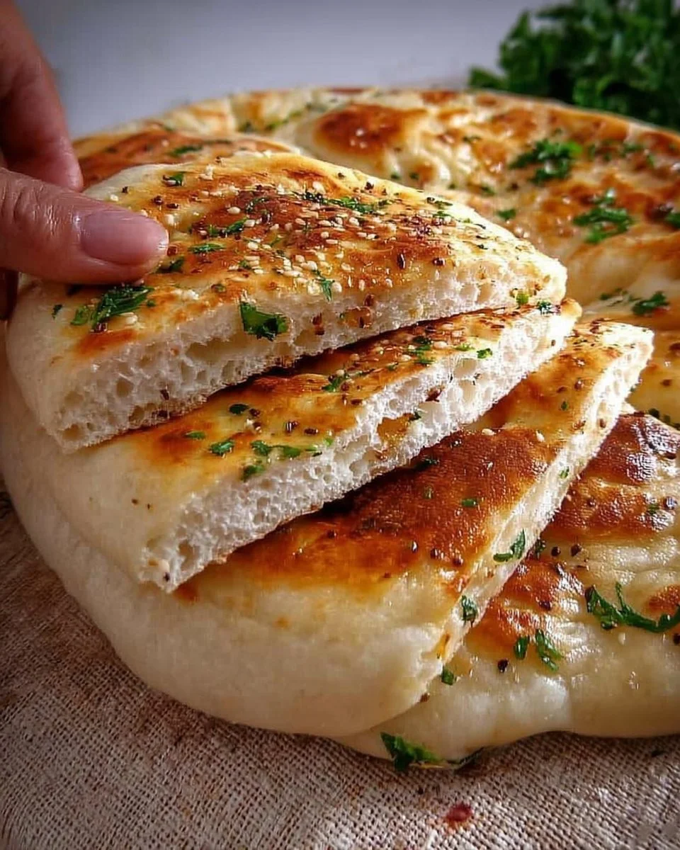 Frisch gebackenes Türkisches Brot auf einem Holzbrett