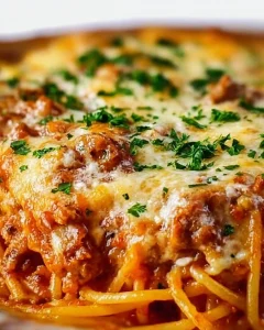 Überbackener Frischkäse-Spaghetti-Auflauf lecker und cremig