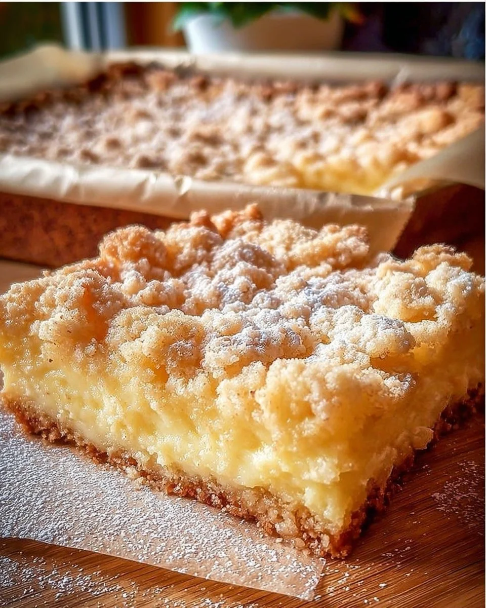 Vanillepudding-Streuselkuchen vom Blech mit knusprigem Streuselteig