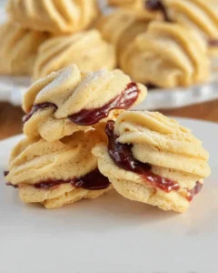 Ein Teller voller frisch gebackener Wiener Plätzchen in verschiedenen Formen und Dekorationen