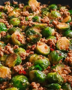 Würzige Rosenkohl-Hackfleisch-Pfanne mit frischen Zutaten