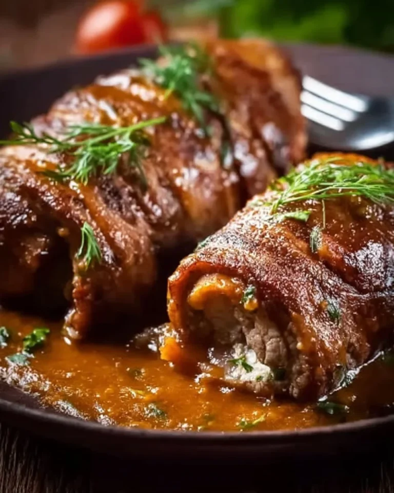 Authentische deutsche Rinderrouladen auf einem Teller serviert