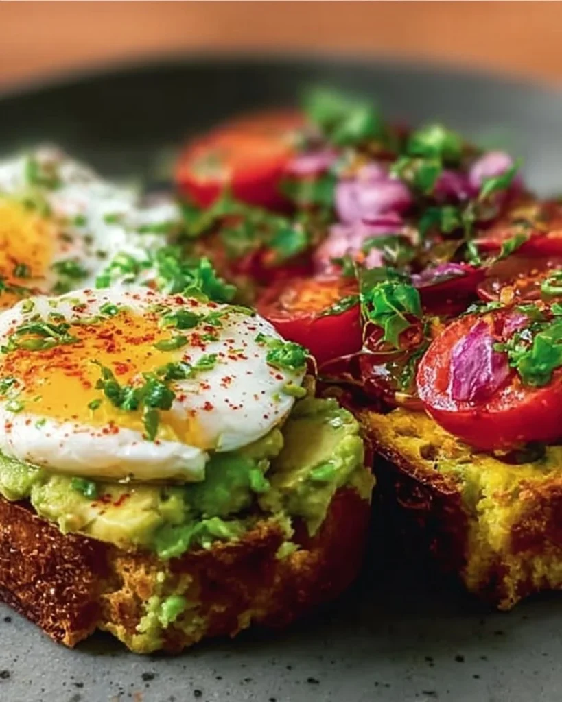 Verschiedene Avocado-Brot Variationen auf einem Tisch angerichtet