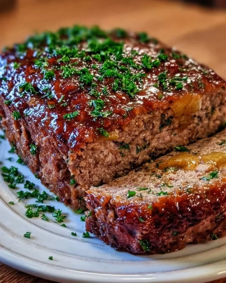 Bayerischer Fleischkäse auf einem Teller, serviert mit Senf