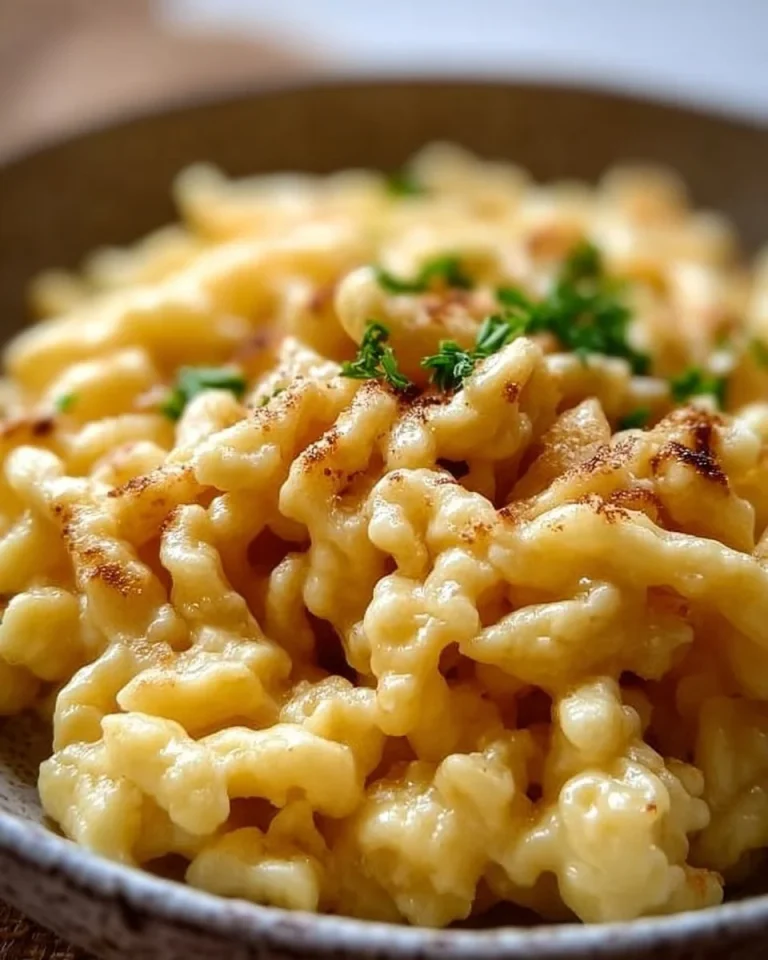 Hausgemachte Deutsche Spätzle auf einem Teller serviert