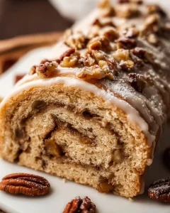 Deutscher Nussstollen mit Nüssen und Früchten, festlich dekoriert
