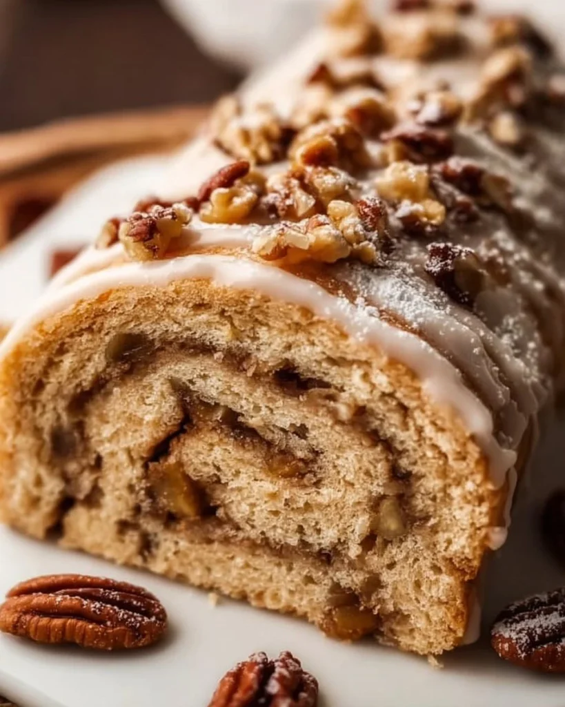 Deutscher Nussstollen mit Nüssen und Früchten, festlich dekoriert