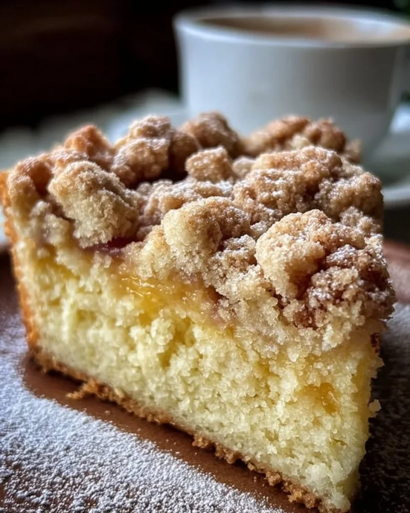 Leckerer Deutscher Streuselkuchen mit knusprigen Streuseln auf frischem Blech
