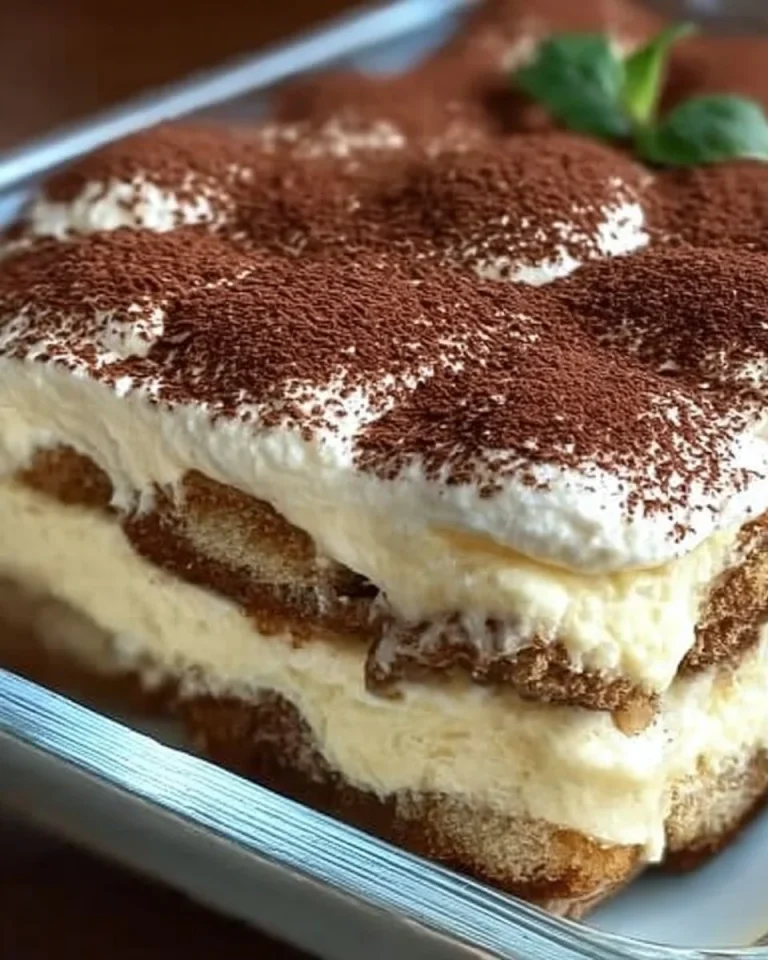 Eierlikör-Tiramisu mit Mascarpone auf einem Teller serviert