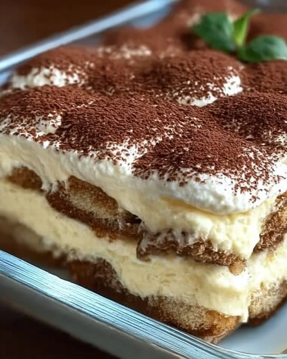 Eierlikör-Tiramisu mit Mascarpone auf einem Teller serviert