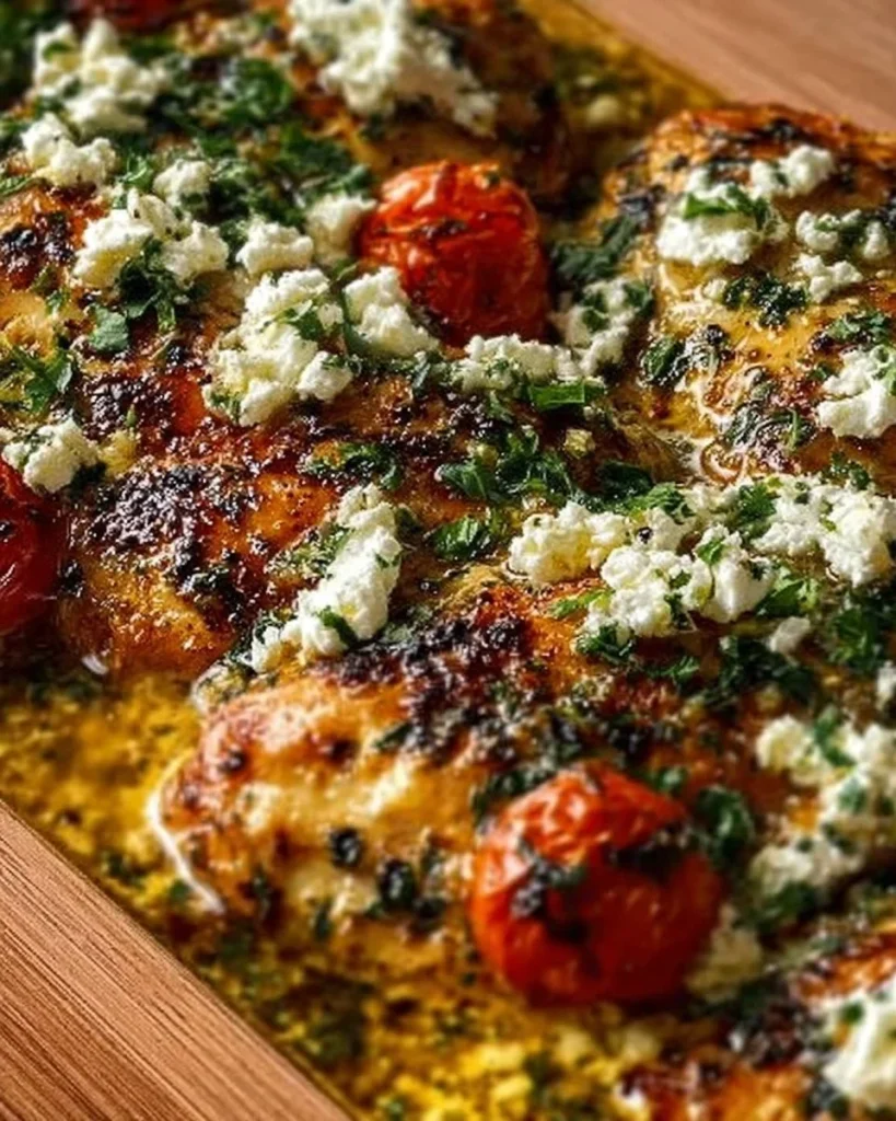 Griechisches Ofenhähnchen mit Feta, Zitrone und Knoblauch im Ofen zubereitet