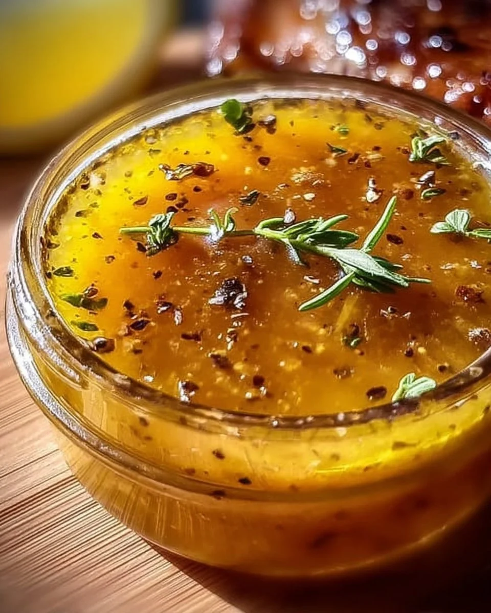 Hausgemachte Honig-Senf-Vinaigrette mit Zitronen für ein frisches Dressing.