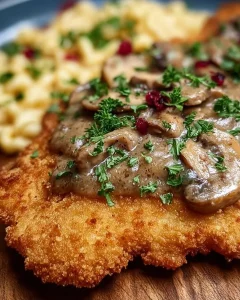 Köstliches Jägerschnitzel mit Pilzsoße auf einem Teller