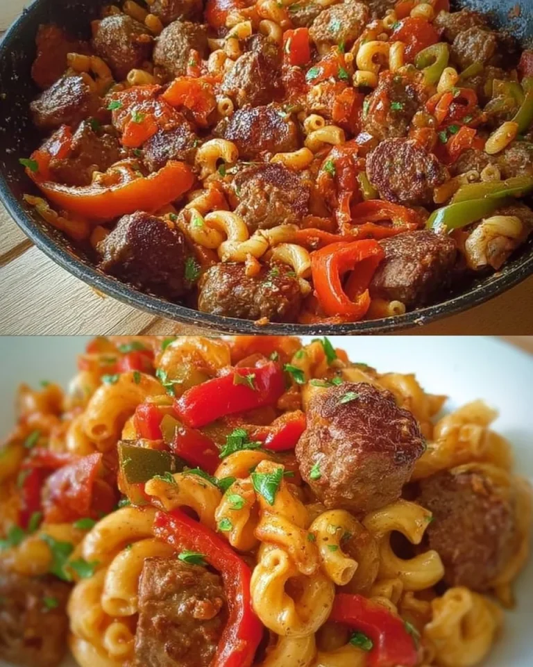 Jugoslawische Paprikapfanne mit bunten Paprika und Gewürzen