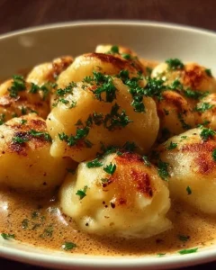 Delicious homemade Kartoffelklöße served on a plate.