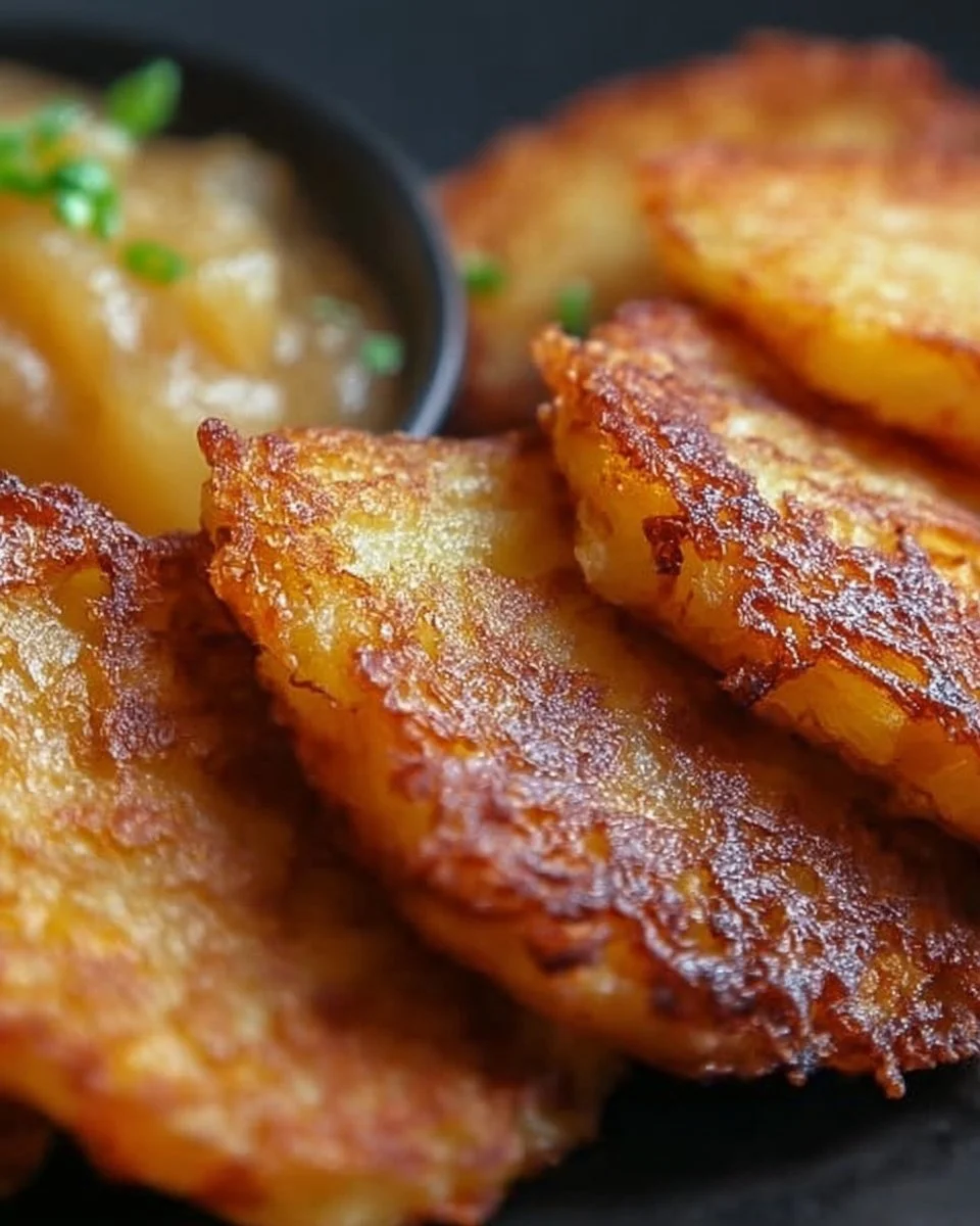 Köstliche, knusprige Kartoffelpuffer auf einem Teller serviert