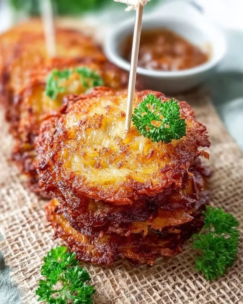 Selbstgemachte knusprige Kartoffelpuffer auf einem Teller