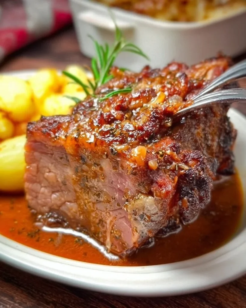 Kasslerbraten aus dem Ofen mit frischen Kräutern und Gemüse