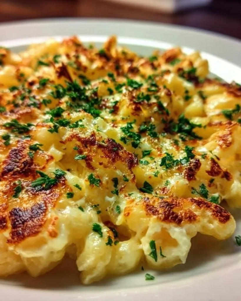 Eine Portion Kässpätzle in einer Schüssel, garniert mit geschmolzenem Käse und Zwiebeln.