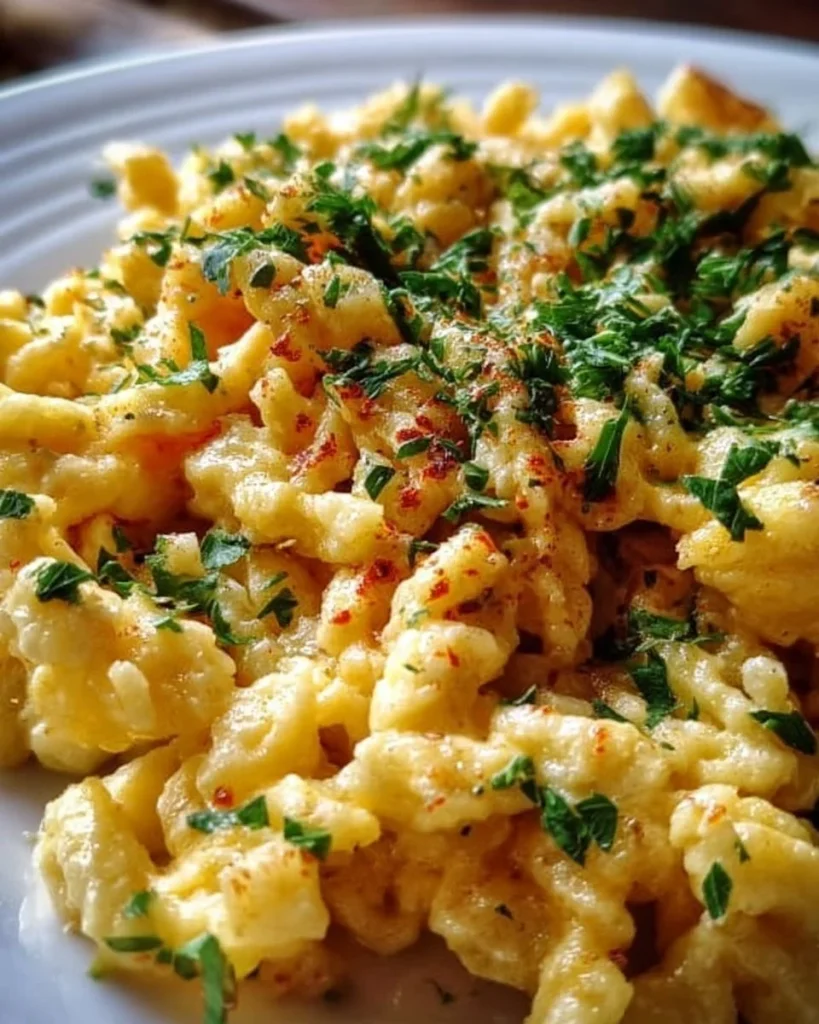 Klassische Spätzle serviert mit herzhaften Soßen und Beilagen.