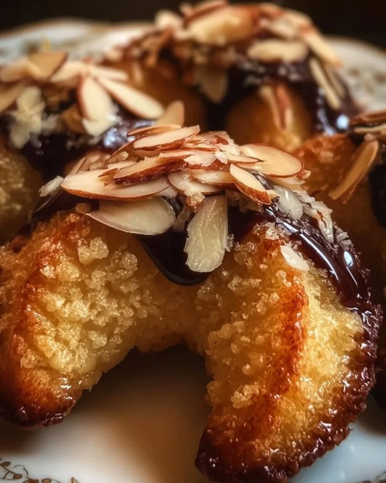 Leckere Mandelhörnchen auf einem Teller, perfekt für den Kaffeetisch.