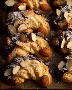 Frische Mandelhörnchen auf einem Teller