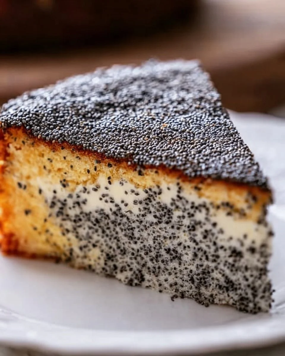 Leckerer Mohnkuchen mit einer saftigen Füllung aus Mohn und anderen Zutaten