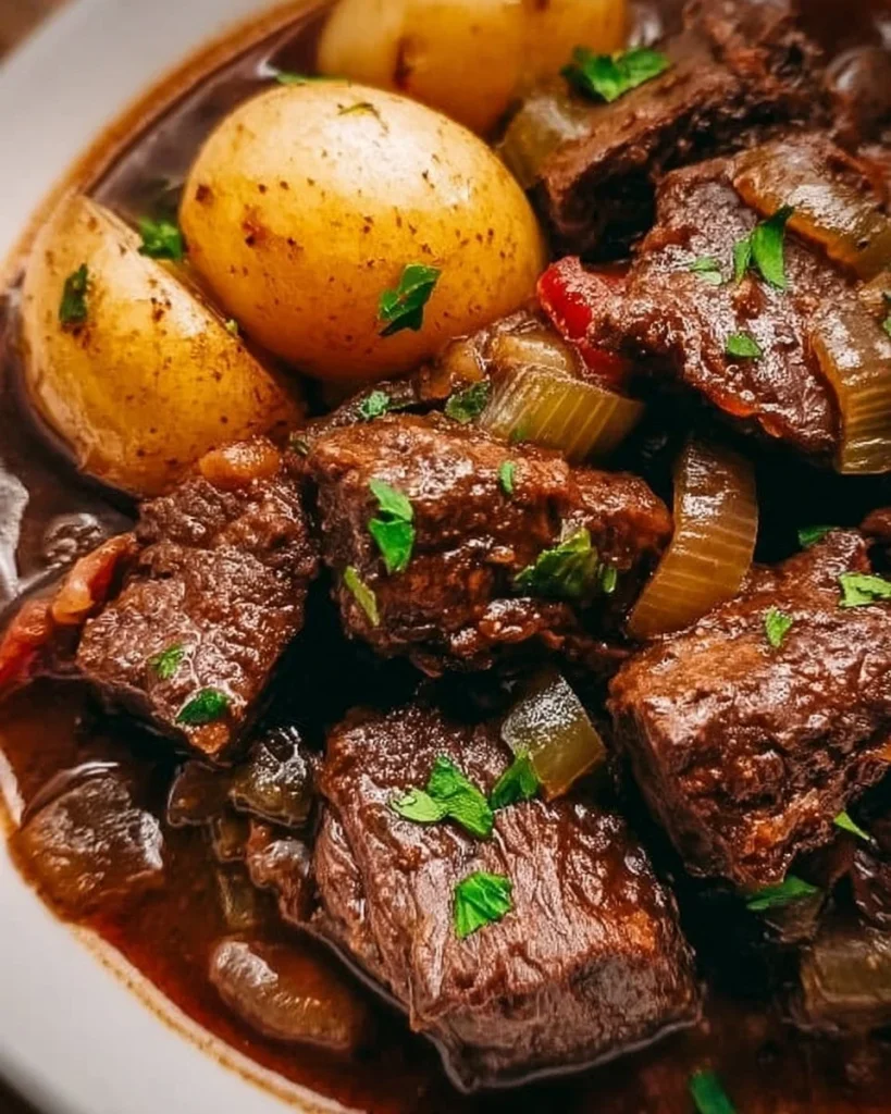 Ein leckeres Gericht Pfefferpotthast, herzhaft und traditionell aus Westfalen.