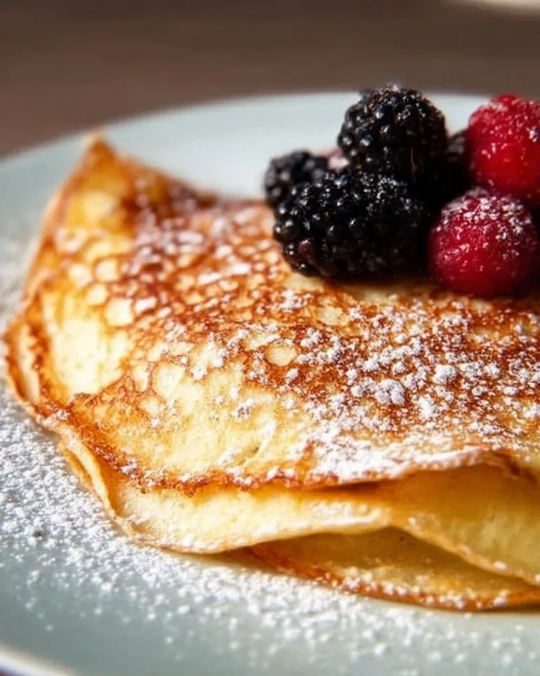Delizierte Plinsen, die traditionellen Deutschen Pfannkuchen auf einem Teller