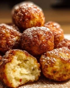 Leckere Quarkbällchen frisch aus dem Ofen, serviert auf einem Teller.