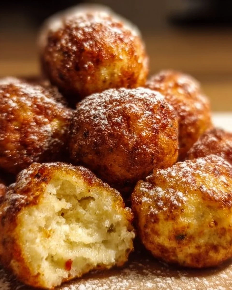 Leckere Quarkbällchen frisch aus dem Ofen, serviert auf einem Teller.